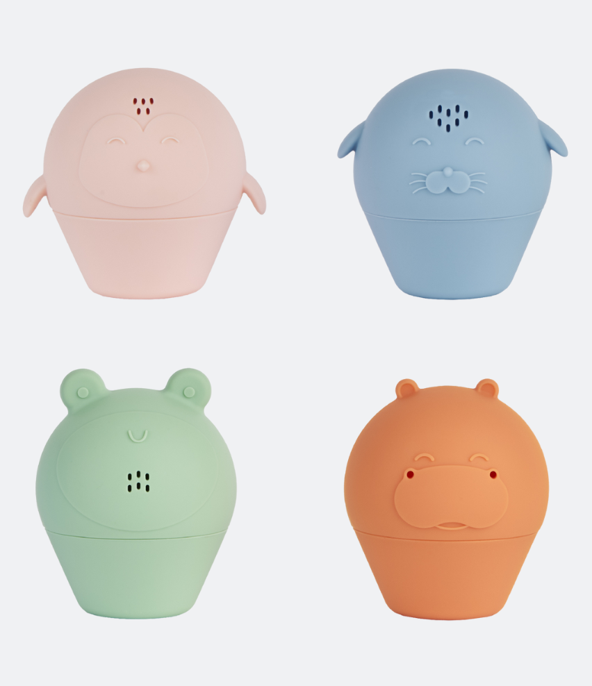 Set van 4 siliconen badsproeiers