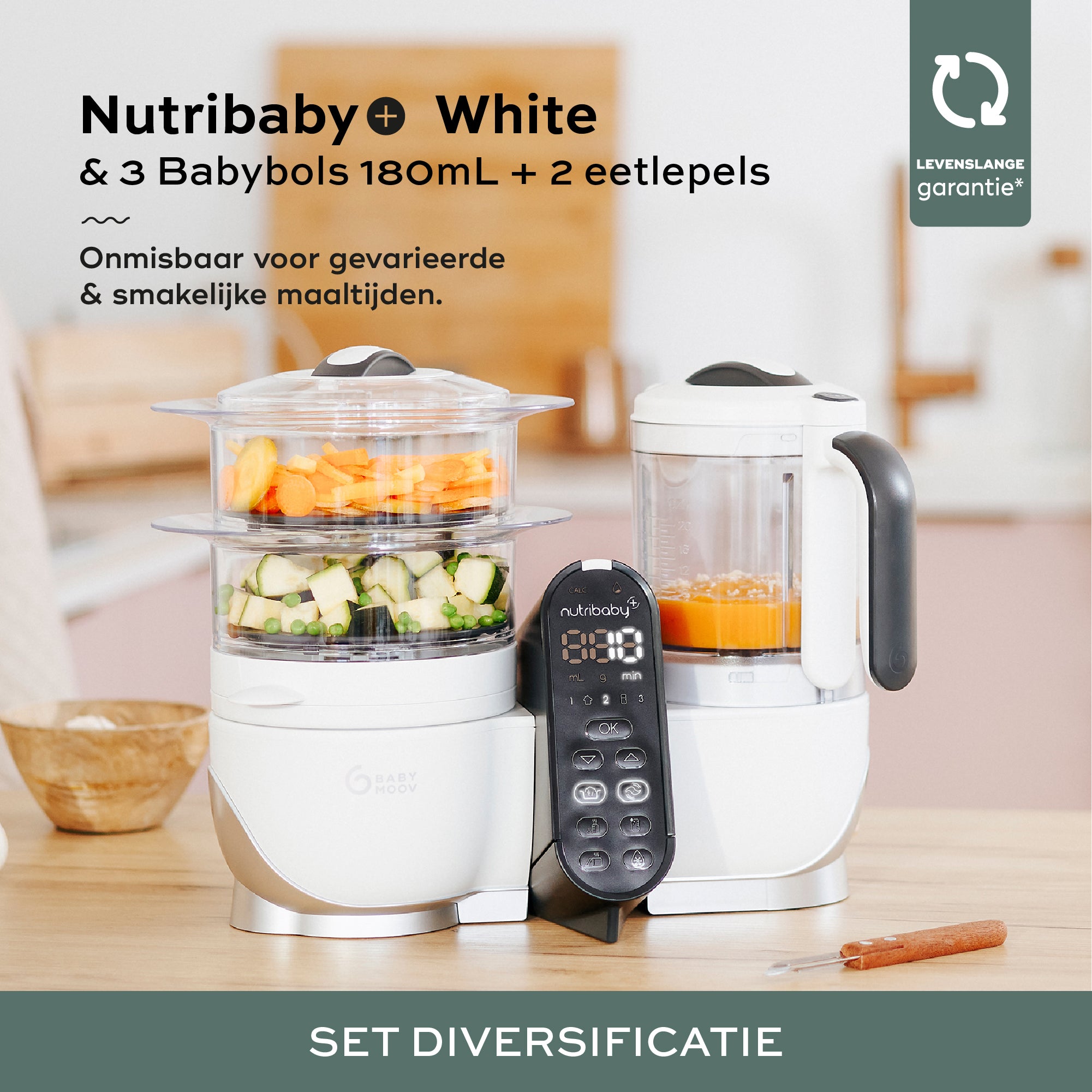 Nutribaby(+) Loft White + 3 babybols en 2 lepels GRATIS