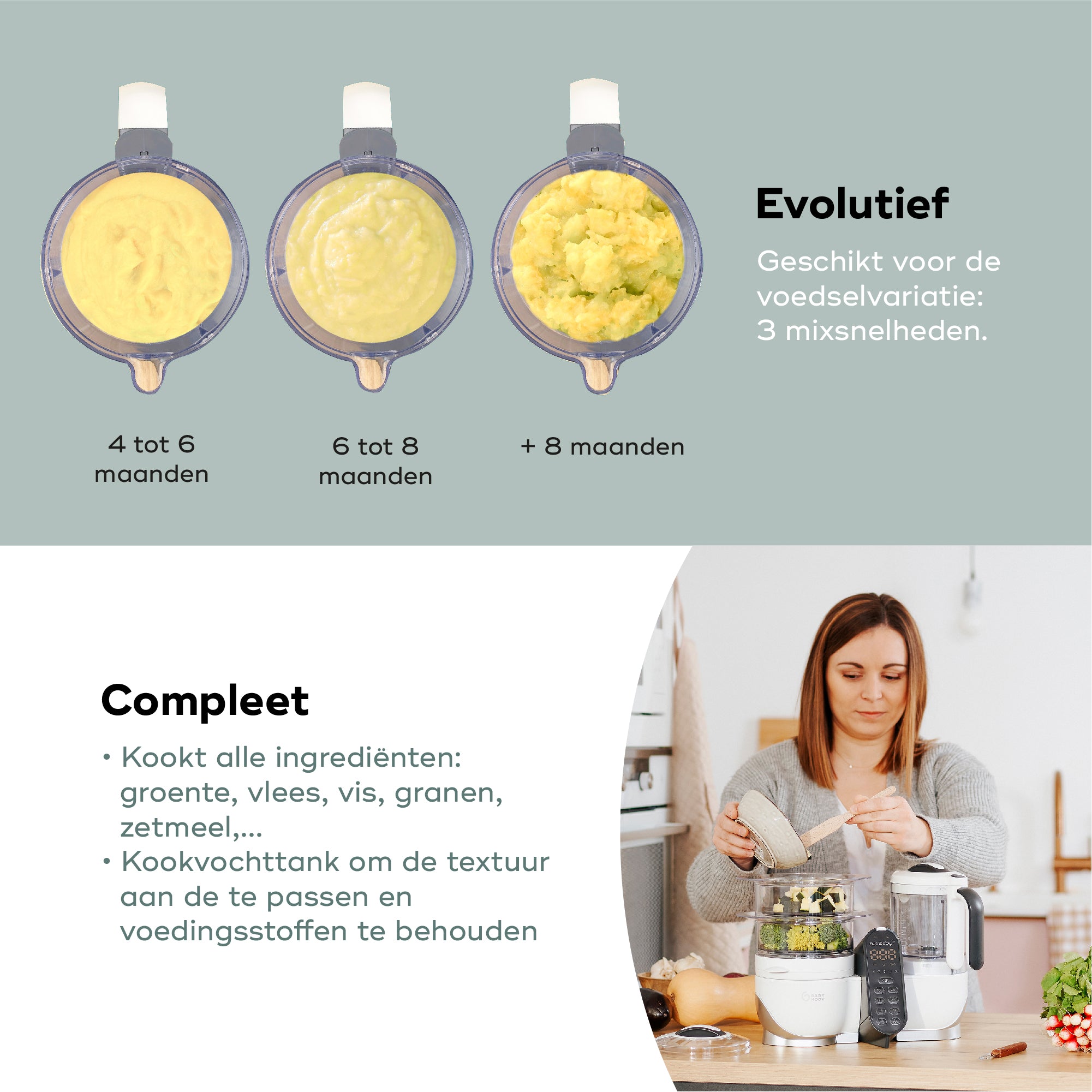 Nutribaby(+) Loft White + 3 babybols en 2 lepels GRATIS