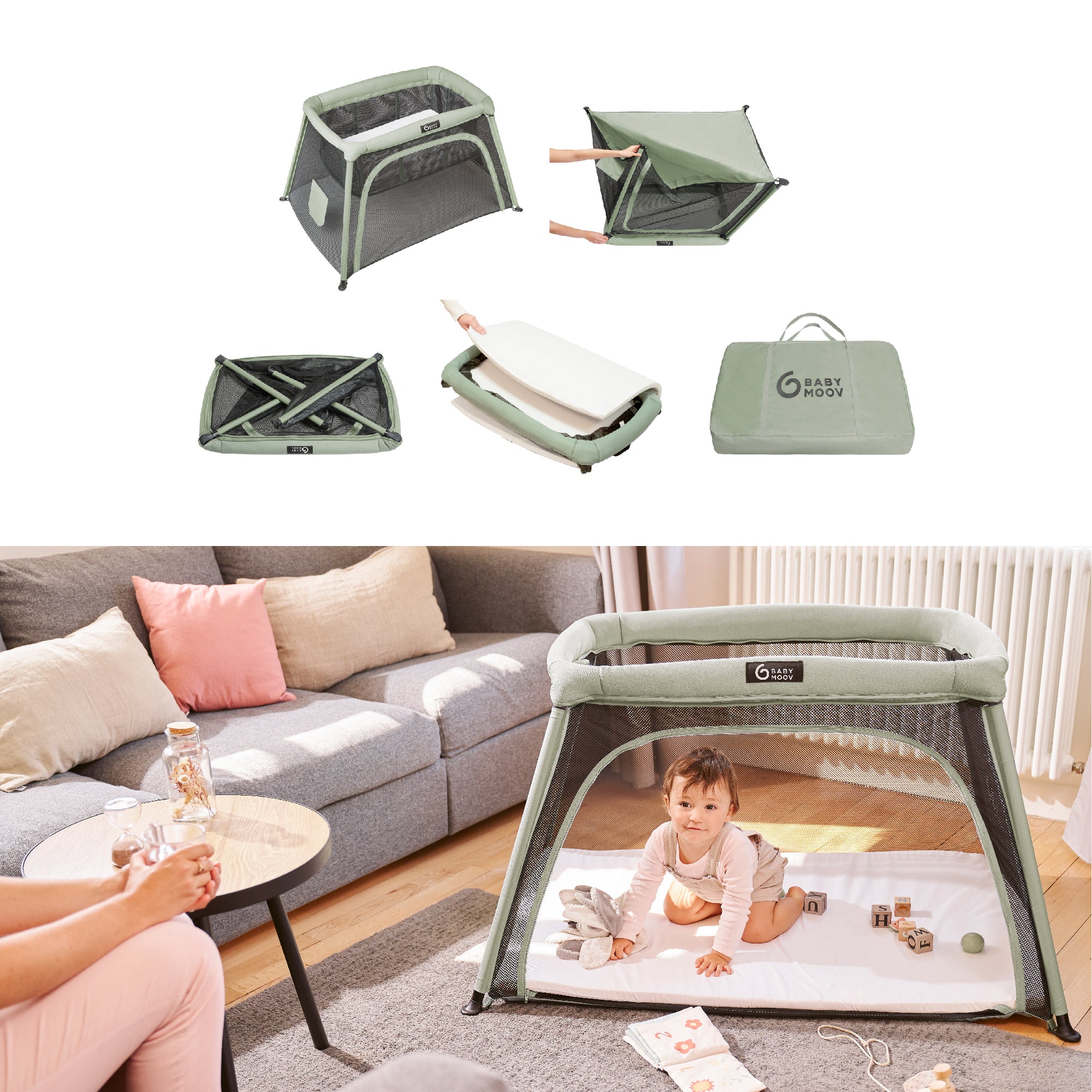 Reisbed met geïntegreerde wieg - Moov & Comfy